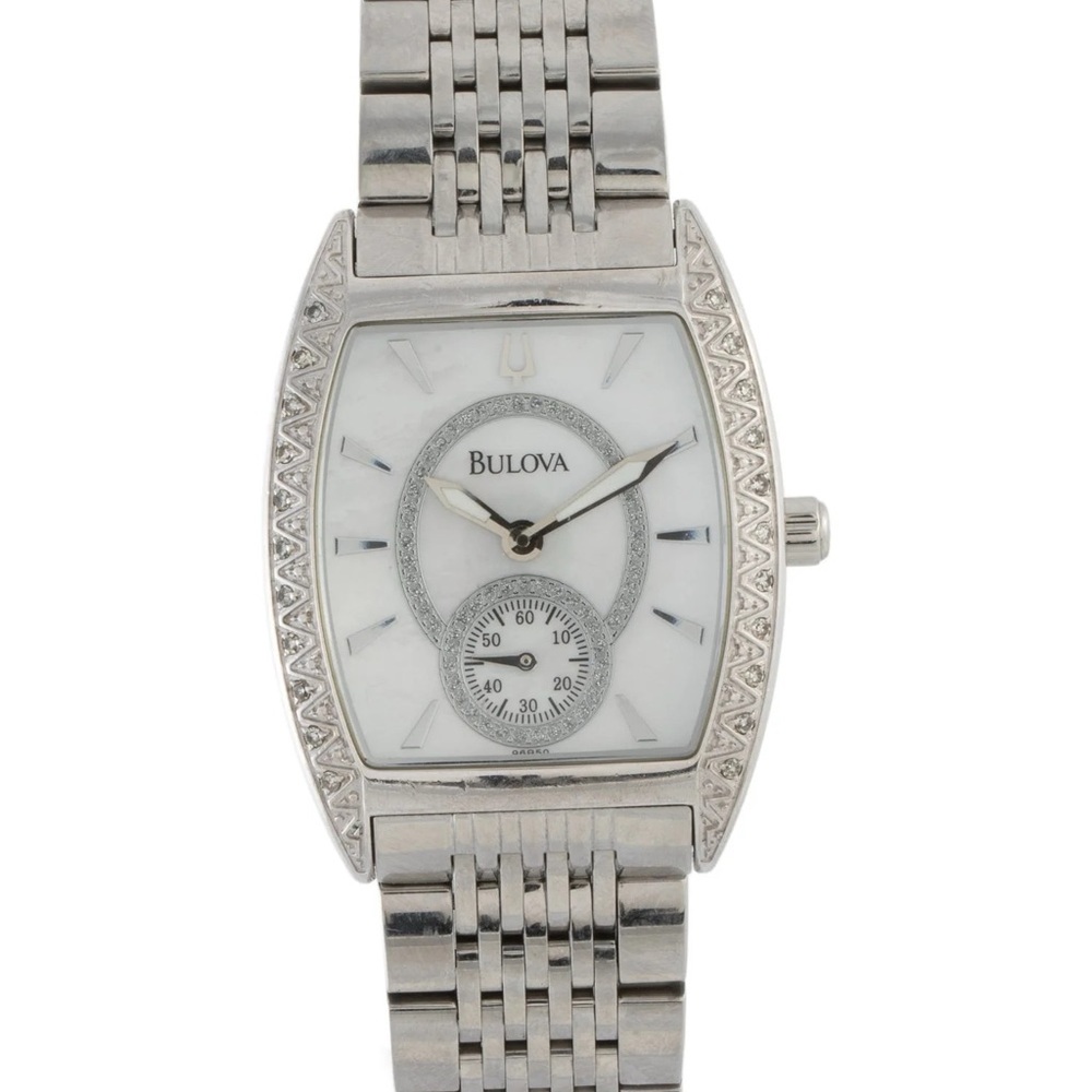 Bulova-Mother of Pearl Diamond Accent Stainless Steel Women's Watch #C876813